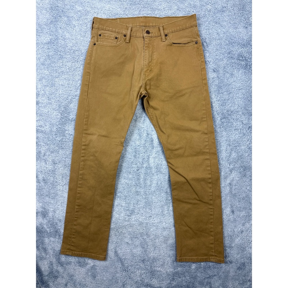 Levis Mens 33x30 Tan Brown 513 Slim Straight Jeans Cotton Stretch Denim
